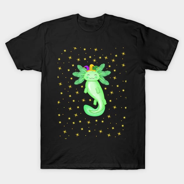 Axolotl celebrating Mardi Gras T-Shirt by Purrfect